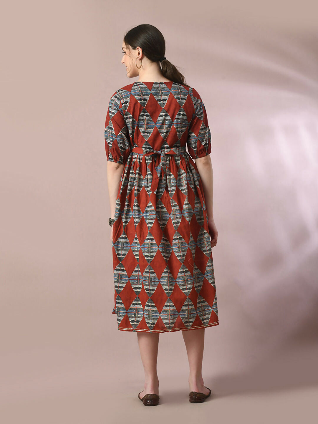 Myshka Women's Multi Printed Cotton V-Neck Empire Party Dress - Distacart