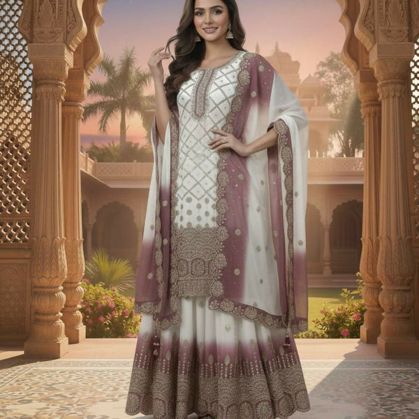 Teeya Creation Multi Color Star Georgette Heavy Embroidery Work Functional Wear Salwar Suit - Distacart