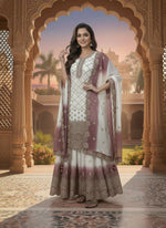 Thumbnail for Teeya Creation Multi Color Star Georgette Heavy Embroidery Work Functional Wear Salwar Suit - Distacart