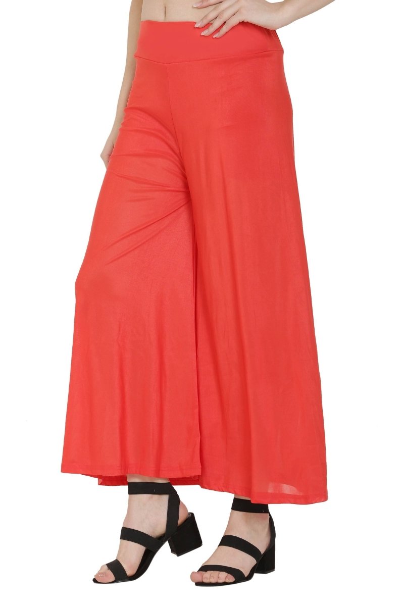 Asmaani Red Color Lycra Fabric Flared Palazzo