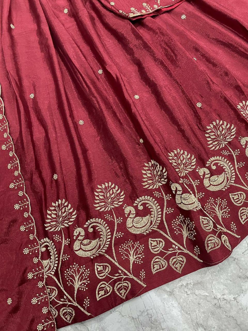 Teeya Creation New Womens Beautiful Fully Stitched Designer Lehenga Choli With Embroidered Dupatta - Maroon - Dista