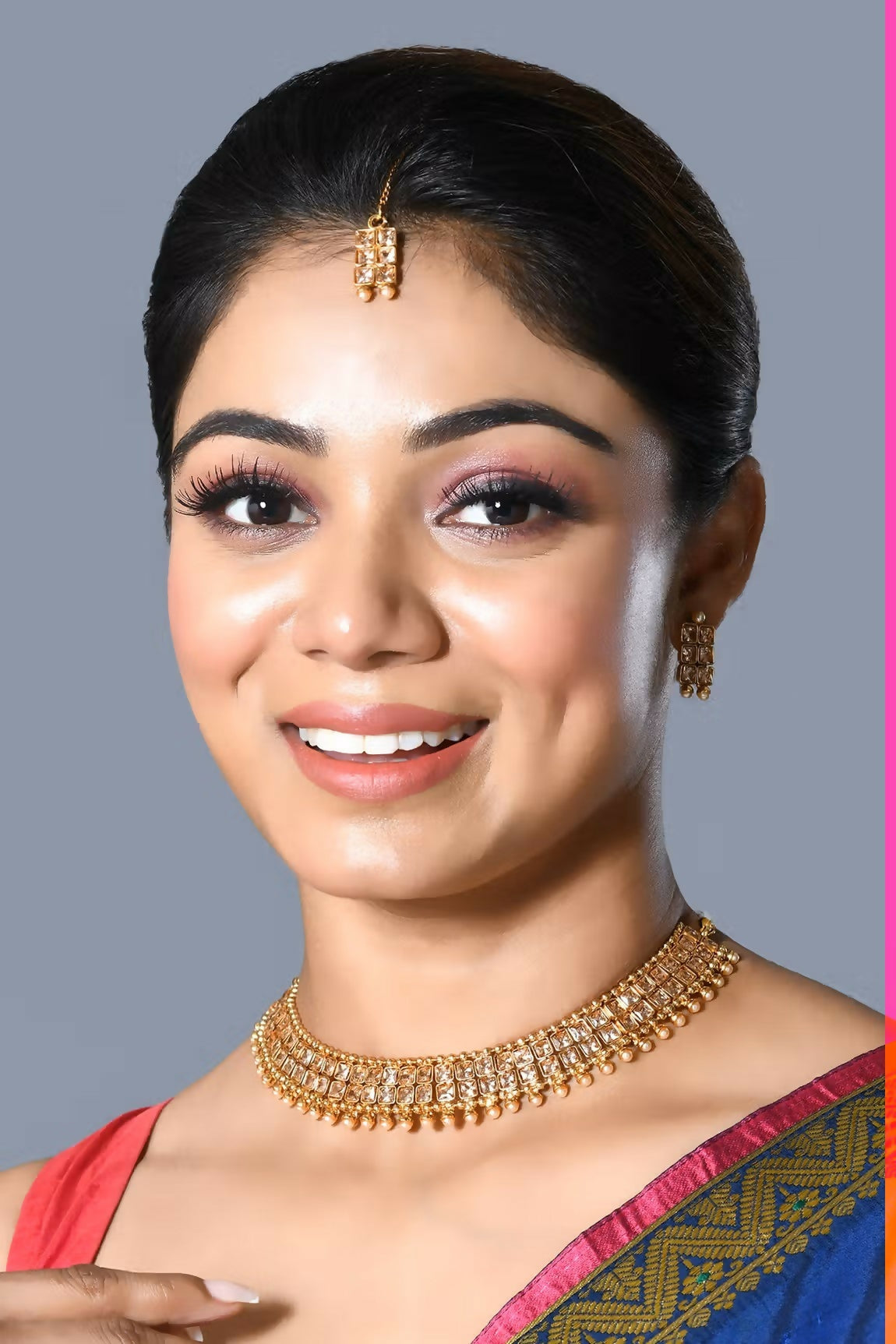 Joban Fashion Women Golden White Polki Necklace Set With Earrings - Distacart