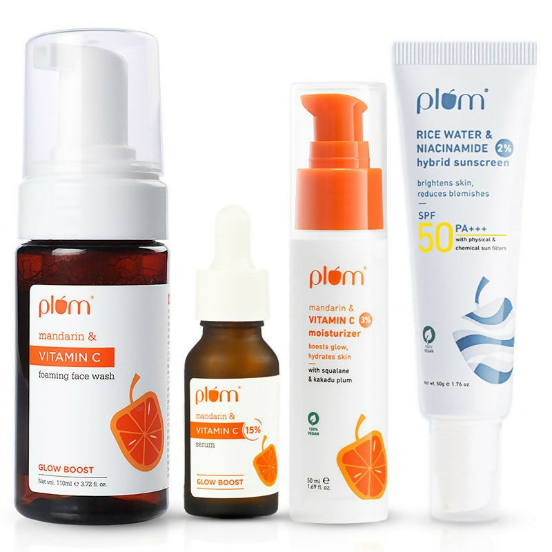 Plum Glow-Getter CSMS (Cleanser, Serum, Moisturizer, Sunscreen) Combo With Vitamin C - Distacart