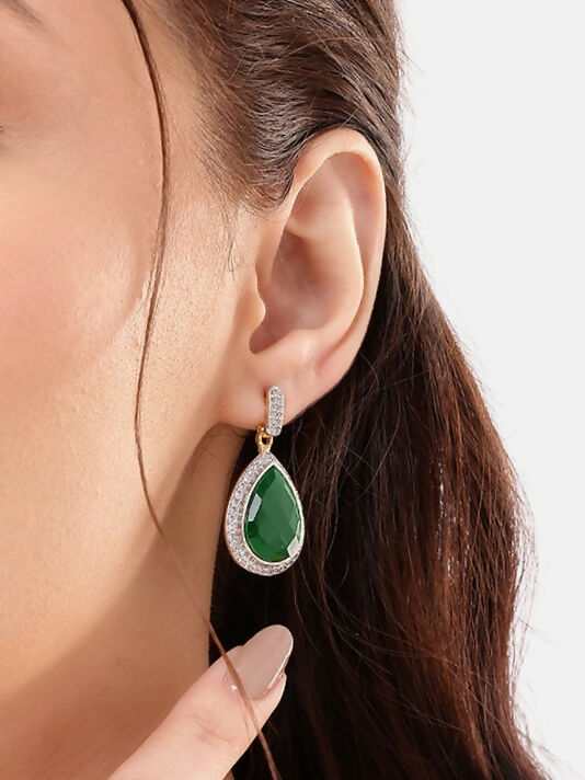 Nuyug 22K Gold Plated Fern Radiance Contemporary Drop Earrings