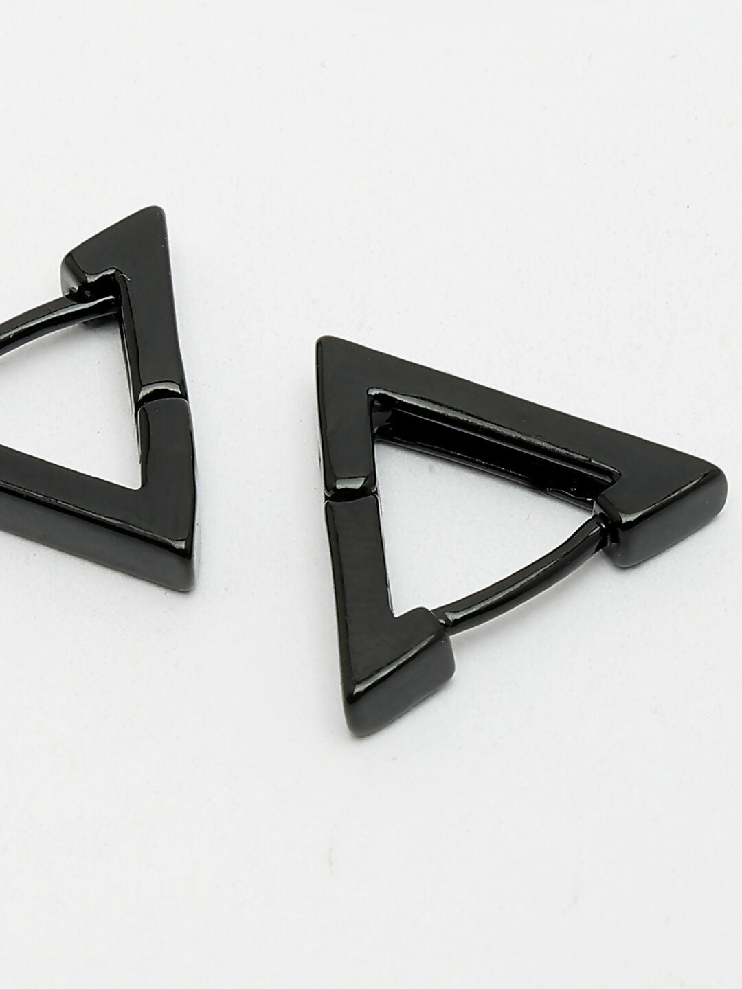NVR Men's Black Rhodium-Plated Geometric Shape Stainless Steel Studs Earring - Distacart