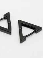 Thumbnail for NVR Men's Black Rhodium-Plated Geometric Shape Stainless Steel Studs Earring - Distacart