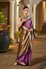 Thumbnail for Vishnu Weaves Women's Wine Soft Tussar Silk Printed Saree with Blouse