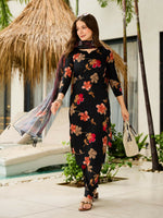 Thumbnail for The52 Black Women's Gorgeous Printed Silk Blend Fabric Straight Kurta, Pant and Dupatta Set - Distacart