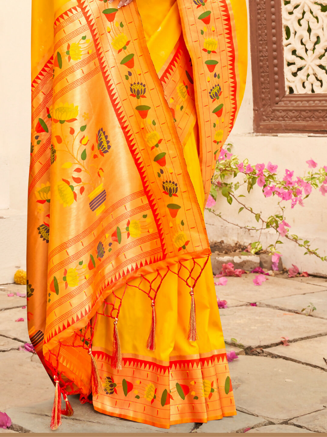 Astita Silk Blend Yellow Saree