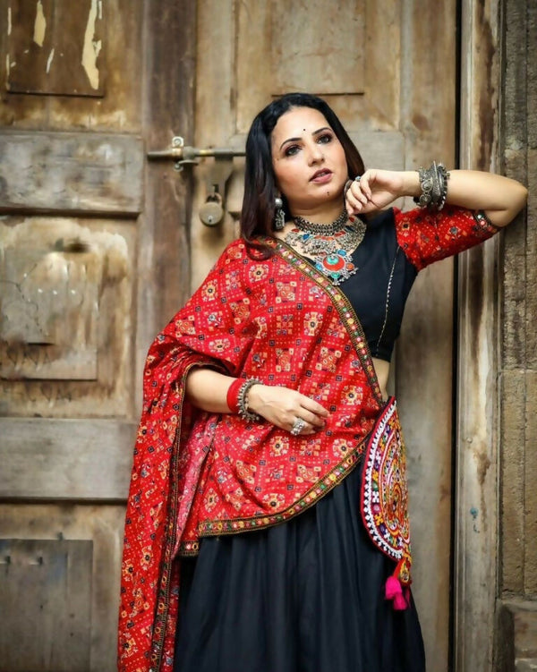 Preksha Creation Indian Traditional Maslin Cotton Fabric With Printed Women Lehenga Choli - Black - Distacart