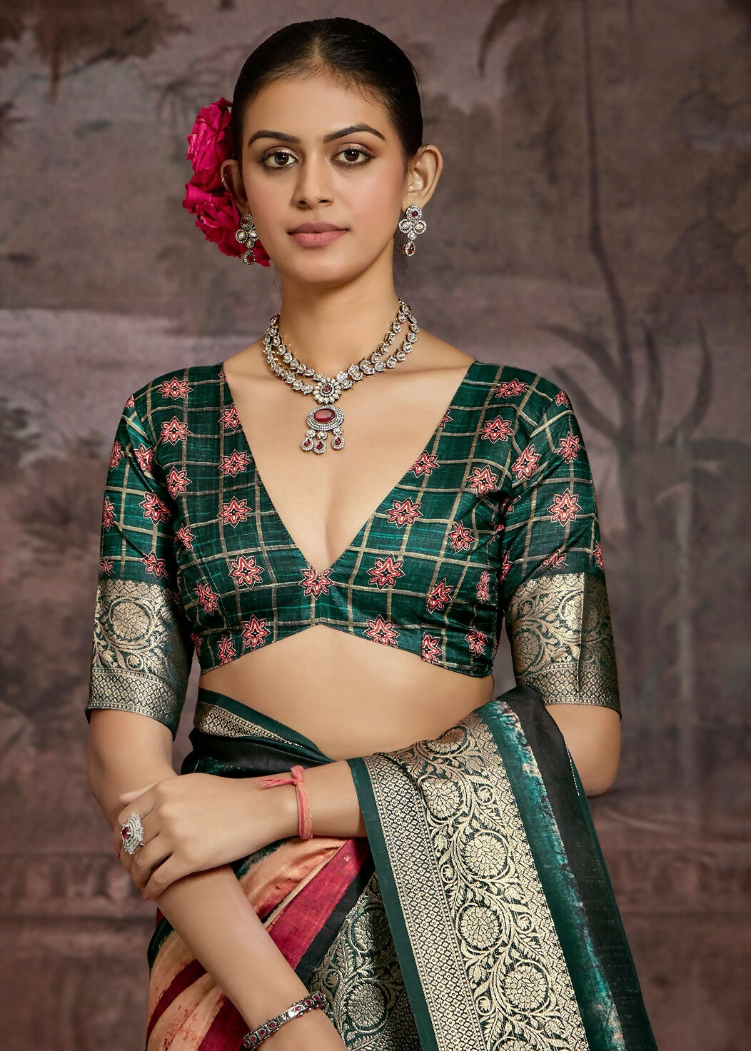 Joban Fashion Multicolor Art Silk With Fine Viscose Border Ajrak Full Body Print With Soft Finish Saree