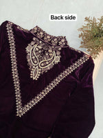 Thumbnail for Vastranavya Purple Velvet Sequence Embroidery Work Top With Palazzo