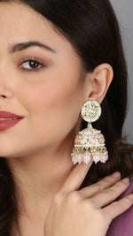 Thumbnail for Meenakari Pink Jhumka Earrings By House of Ree - Distacart