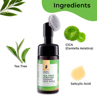 Thumbnail for Pilgrim Australian Tea Tree & 1% Salicylic Acid Foaming Face Wash with Brush For Oily Skin, Acne And Pimples - Distacart