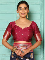 Thumbnail for Astita Navy Blue Silk Saree