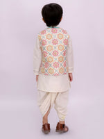 Thumbnail for Lil Drama Mishti White Kurta Dhoti and Jacket For Boys
