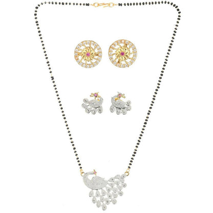 AanyaCentric Gold Plated Mangalsutra with Pendant, 2 Pair Earrings - Distacart