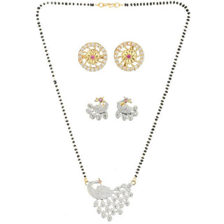 AanyaCentric Gold Plated Mangalsutra with Pendant, 2 Pair Earrings - Distacart