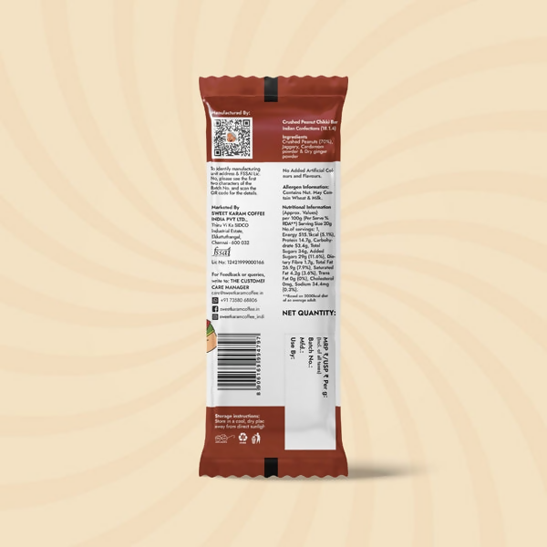 Sweet Karam Coffee Crushed Peanut Chikki Bar (Zero White Sugar) - Distacart
