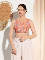 Thumbnail for Joban Fashion Peach Viscose Rayon Padded Blouse With Square Neck Sleeveless - Distacart