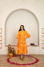 Thumbnail for Joban Fashion Orange Tie & Dye Cotton Dress - Distacart