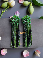 Thumbnail for Inhanns Handmade Crystal Waterfall Earrings - Long - Dark Green Big - Distacart