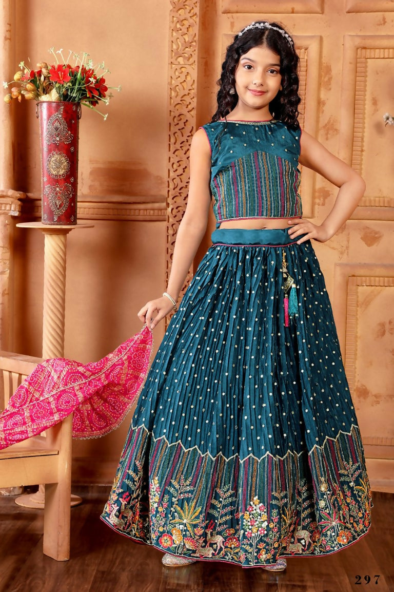 Kids Functional Designer Morepich Chinon Fab Lehenga choli - Aaradhna - Distacart