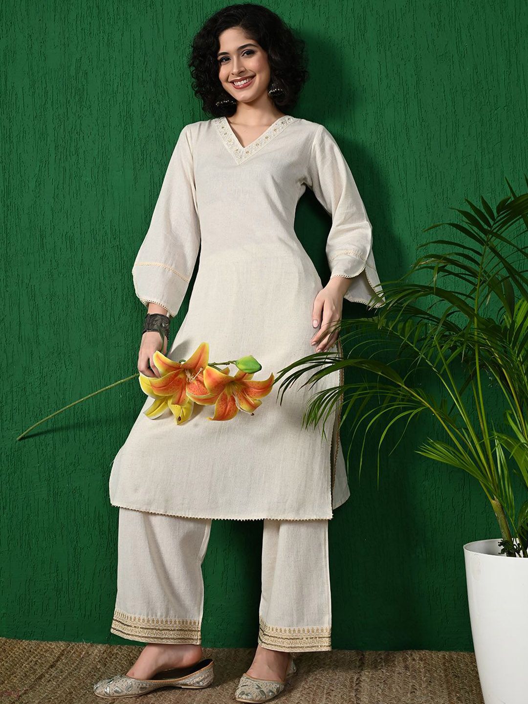 Sangria Embroidered Pure Cotton A-Line Kurta
