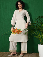 Thumbnail for Sangria Embroidered Pure Cotton A-Line Kurta
