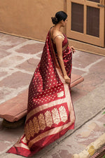 Thumbnail for Preksha Creation Indian Style Banarasi Soft Silk Women Saree - Red - Distacart