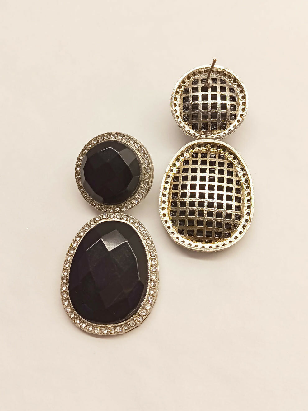 Black Smart Dangler Earrings With Rhino Stone Border| Earring For Women And Girls By House of Ree - Distacart