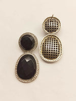 Thumbnail for Black Smart Dangler Earrings With Rhino Stone Border| Earring For Women And Girls By House of Ree - Distacart