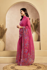 Thumbnail for Vastranavya Pink Digital Printed Linen Ready To Wear Designer Saree with Unstitched Blouse - Distacart