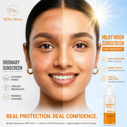 Milky Moon Sunscreen For Oily Skin Spf 50 Pa+++ Lightweight & Non-Greasy - Dista