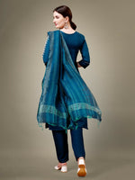 Thumbnail for Jyoti Fashion Women's Morpich Cotton Blend Embroidery & Sequence work Kurta with Trouser & Dupatta - Distacart