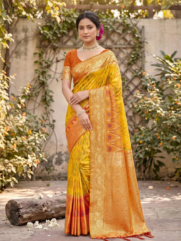 Shree Shyam Fashion Yellow Soft Silk Saree - Dista