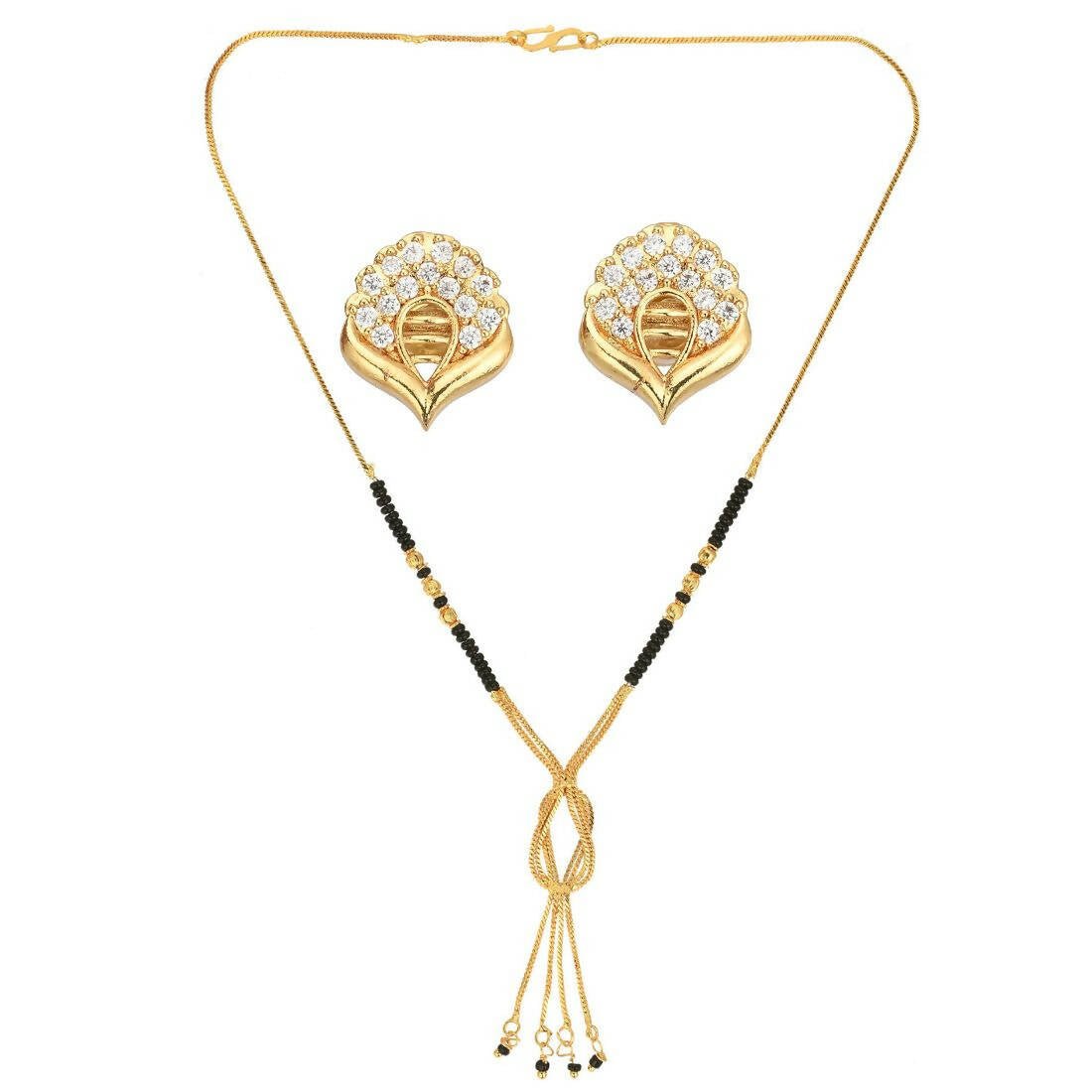 AanyaCentric Gold Plated Short Mangalsutra Set with Earrings - Distacart