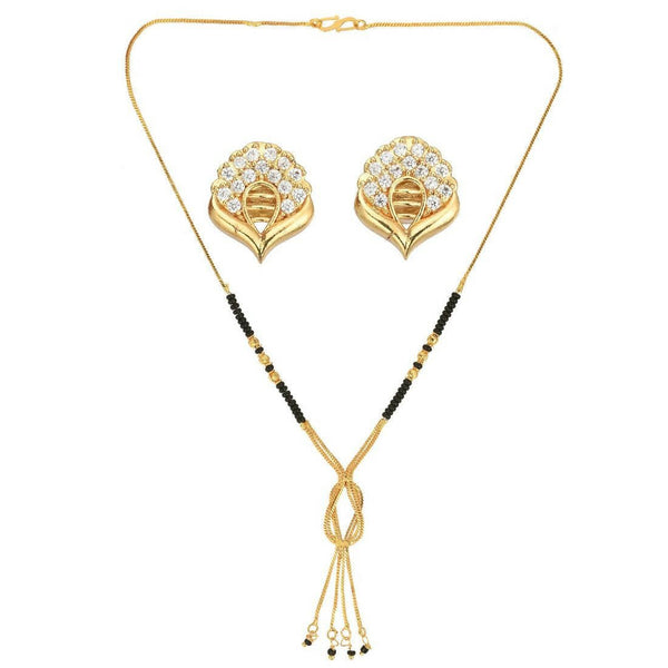 AanyaCentric Gold Plated Short Mangalsutra Set with Earrings - Distacart