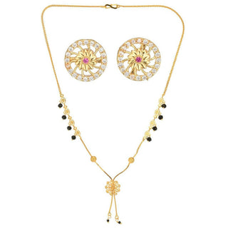 AanyaCentric Gold Plated Short Mangalsutra Set with Earrings - Distacart