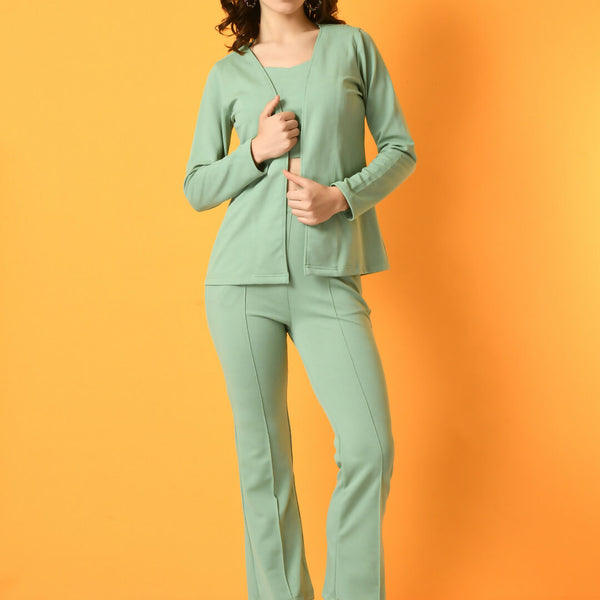 Myshka Women's Green Solid Jacket - Distacart