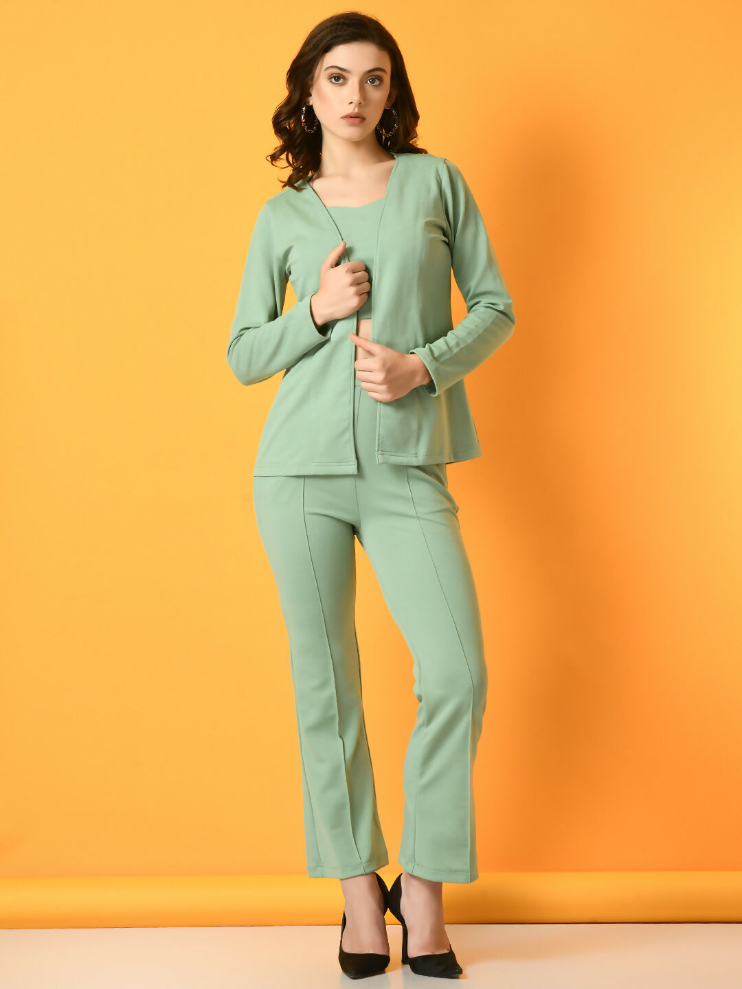 Myshka Women's Green Solid Jacket - Distacart
