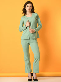 Thumbnail for Myshka Women's Green Solid Jacket - Distacart