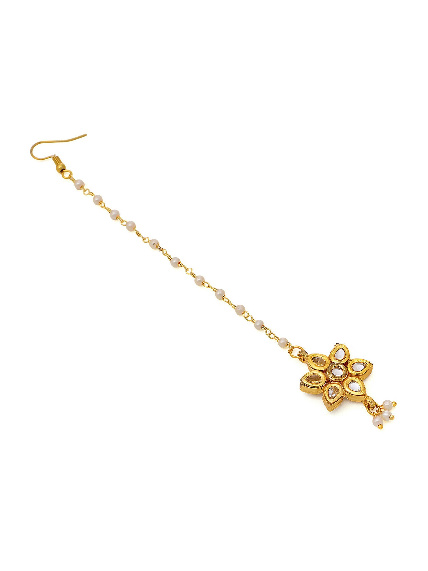 Ruby Raang Gold Flower Kundan Maang Tikka
