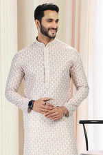 Thumbnail for Raivat Ethnic Cotton Thread Work Kurta Pajama In Yellow Colour - Dista