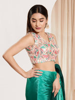 Thumbnail for Joban Fashion Pink Jacquard Padded Blouse With V Neck Sleeveless - Distacart