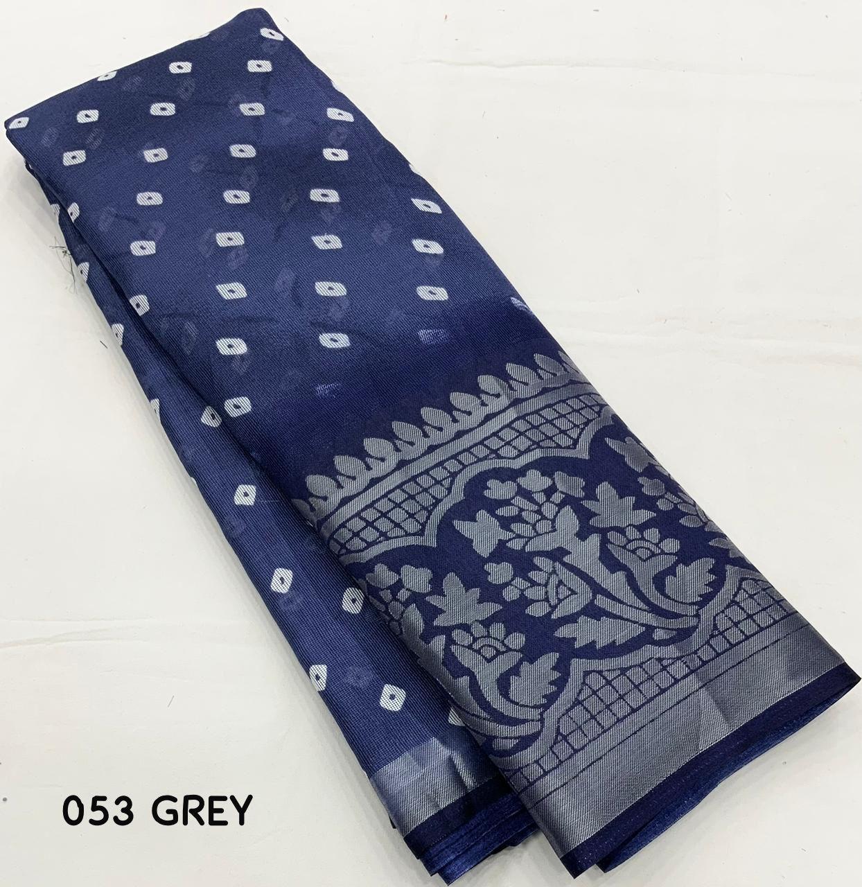 Lightblue Jute Silk Printed Saree with Unstitched Blouse - Hiral Fashion - Distacart