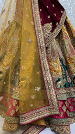 Thumbnail for Jyoti Fashion Women's Mustard Velvet Multi Thread Embroidered, Patch Work with Zircon Diamond Wedding Lehenga Choli - Distacart