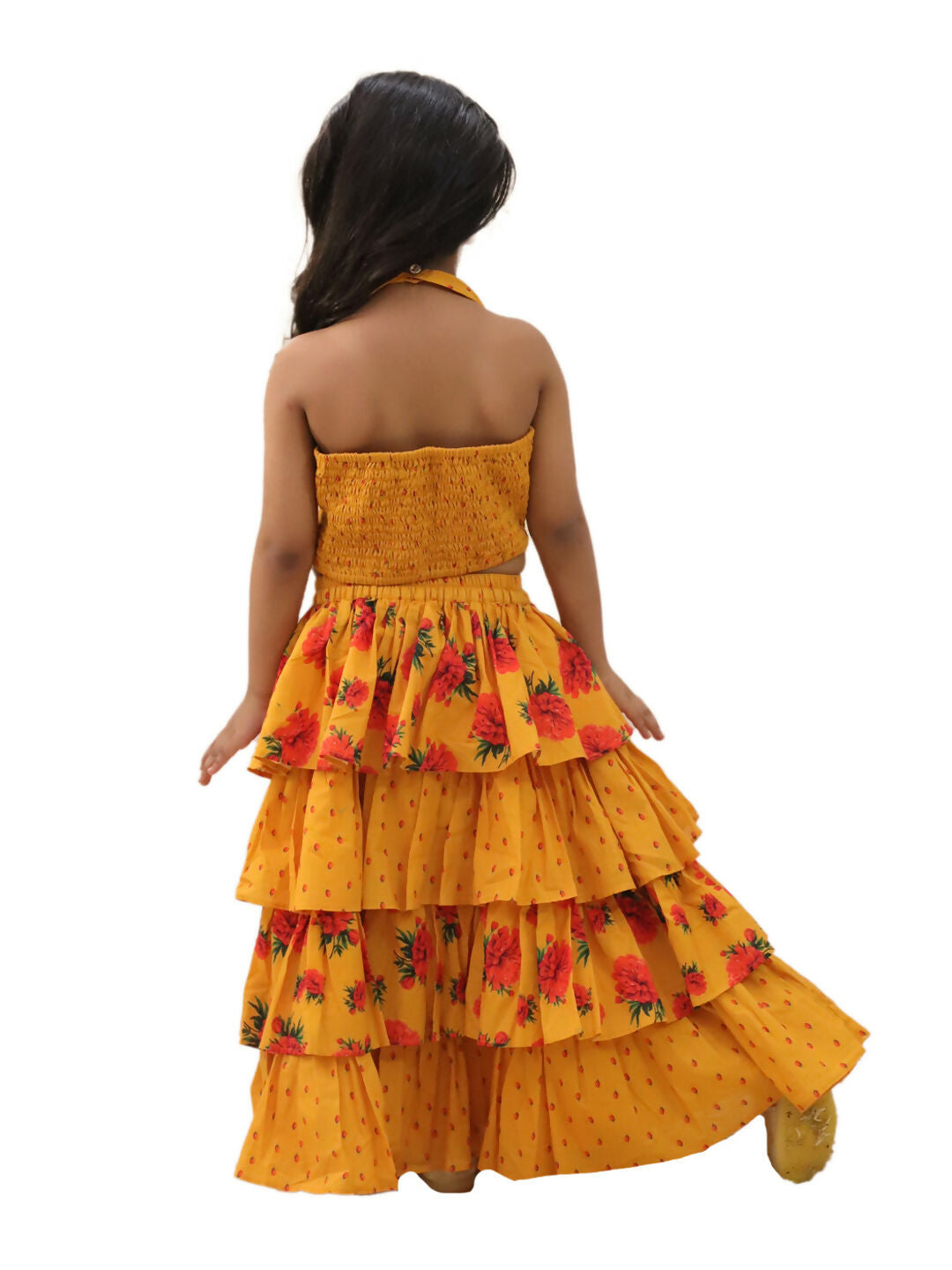 Lil Drama Genda Phool Mustard Choli and Lehanga Set For Girls