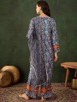 Thumbnail for Sangria Printed Kurta & Palazzo With Dupatta