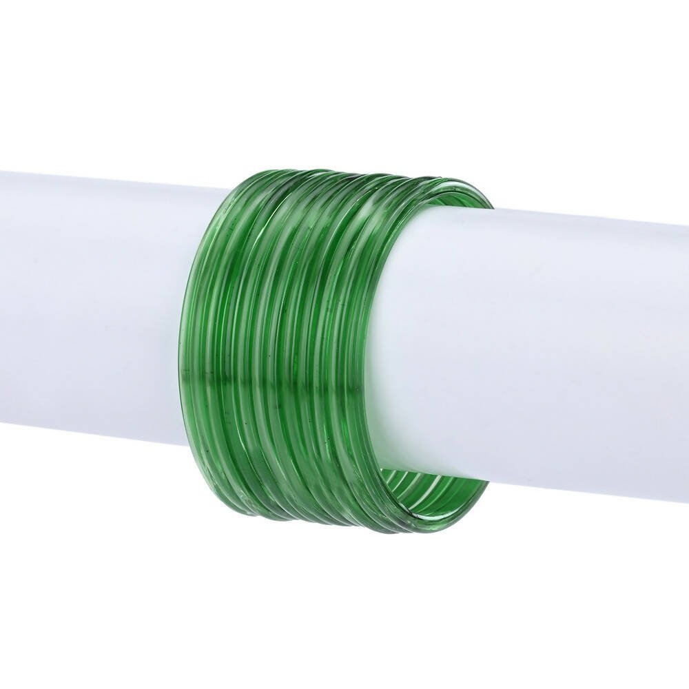 Afast Shining Green Glass Wedding, Party, Daily Use Bangle Set, Set Of 12 - Distacart